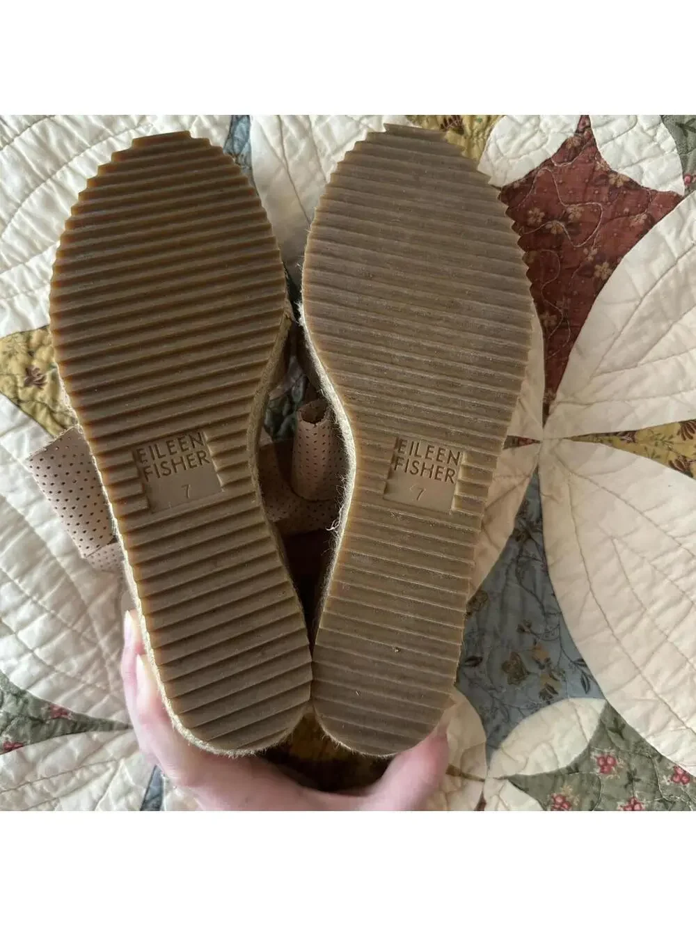 Eileen Fisher Willow wedge sandals nude summer formal Size US 7